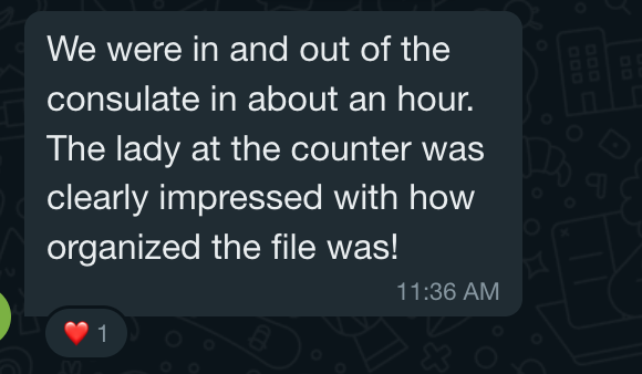 Client WhatsApp message